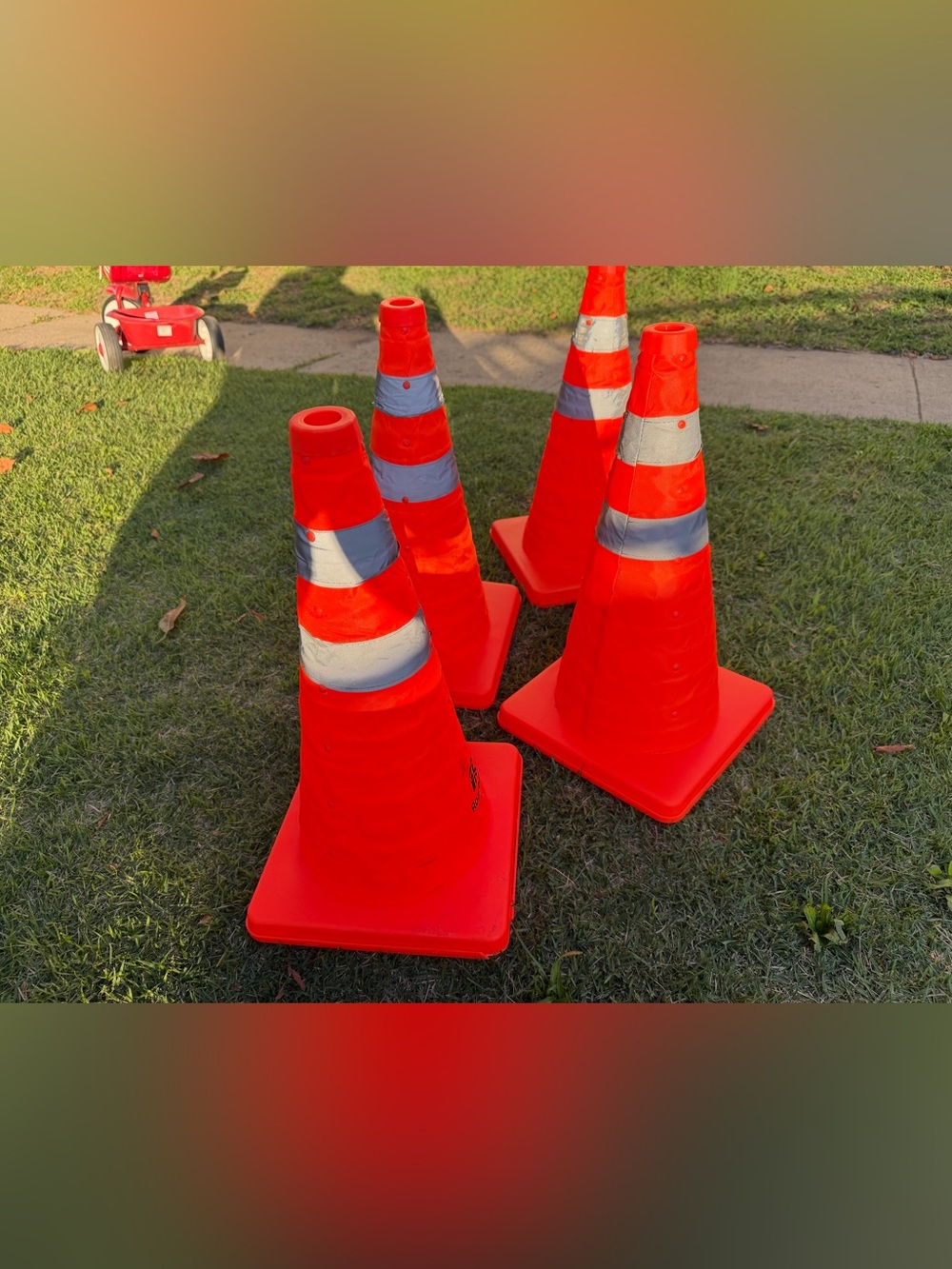 High-Visibility Orange Safety Traffic Cones with Reflective Stripes